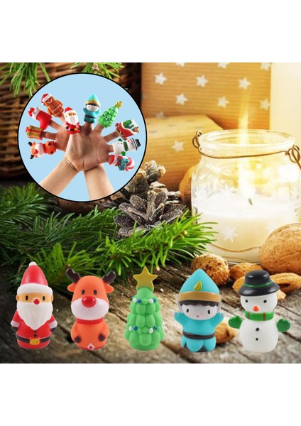 Sevimli Hayvan Noel Baba Kardan Adam Parmak Kuklalar Bebek El/ Çocuklar 5 Pcs (Yurt Dışından)