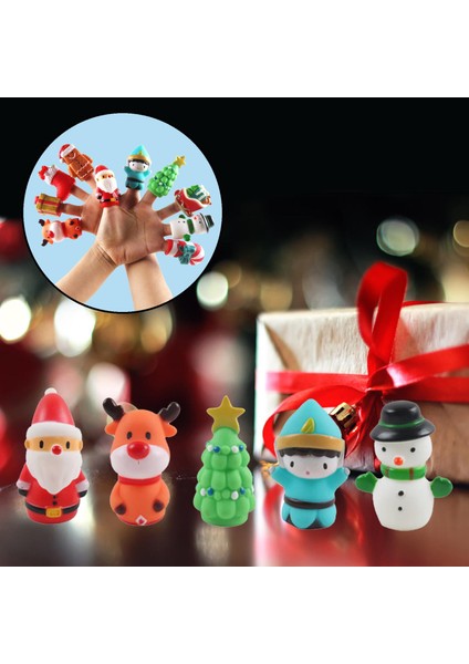 Sevimli Hayvan Noel Baba Kardan Adam Parmak Kuklalar Bebek El/ Çocuklar 5 Pcs (Yurt Dışından)
