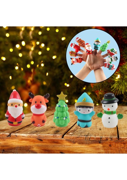 Sevimli Hayvan Noel Baba Kardan Adam Parmak Kuklalar Bebek El/ Çocuklar 5 Pcs (Yurt Dışından)
