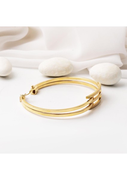 14 Ayar Altın Kaburgalı Kelepçe Bilezik modelleri