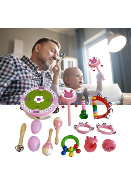 Depolama Çantası Pembe ile Yürümeye Başlayan Çocuklar Için Ahşap Müzik Seti