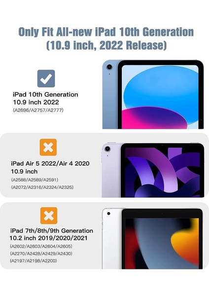 iPad 10. Nesil 11. Nesil A16 2022 - 2025 10.9" Uyumlu Kılıf Tri Folding Smart Kalemlikli Kapaklı Uyku Modlu Kılıf