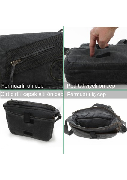 Old Cotton Cargo 7136 Küçük Omuz Çantası Kanvas Bag  Okul Tablet Çantası