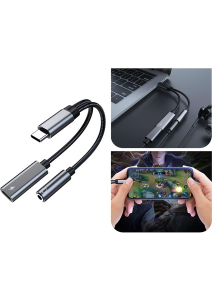 USB C Ila 3.5mm Aux Sesli Kulaklık Şarj Cihazı Adaptörü PD60W (Yurt Dışından)