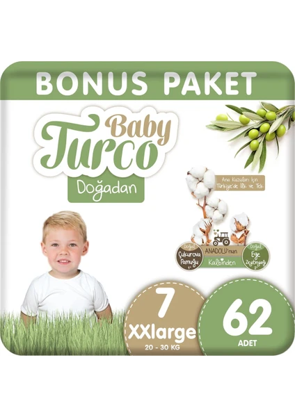 Baby Turco Doğadan Bonus Bebek Bezi 7 Numara Xxlarge 62 Adet