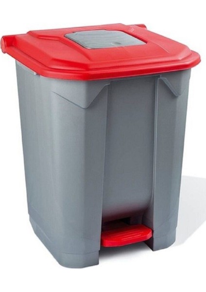 Konteyner Bahçe Çöp Kovası 50 Lt.tekerlekli Kırmızı Kapak