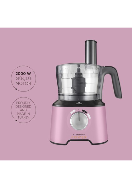 Mastermaid Power Essential Pink Mutfak Robotu, Blender Seti 2000w