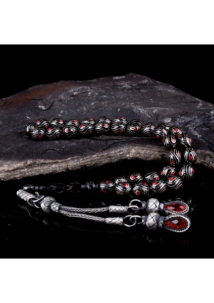 Damla Model Erzurum Oltu Taşı 1000 Ayar Kazaziye Püskül Tesbih fiyatları