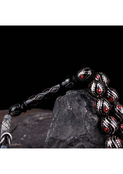 Damla Model Erzurum Oltu Taşı 1000 Ayar Kazaziye Püskül Tesbih indirimleri