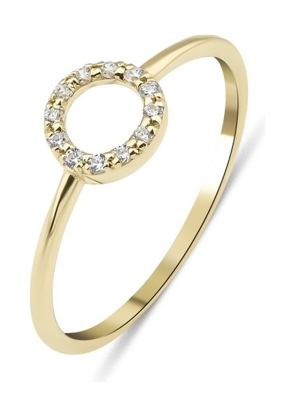 14 Ayar Altın Taşlı Minimal Çember Yüzük KRS058-14GRZ