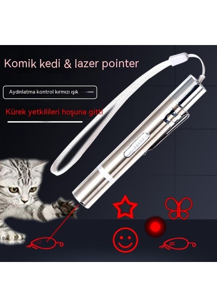 Taçlı Kedi Kalem El Feneri Oyuncak Lazer LED Kalem (Yurt Dışından)