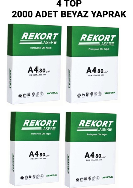 Rekort A4 Fotokopi Kağıdı 2.000 Adet Beyaz Yaprak