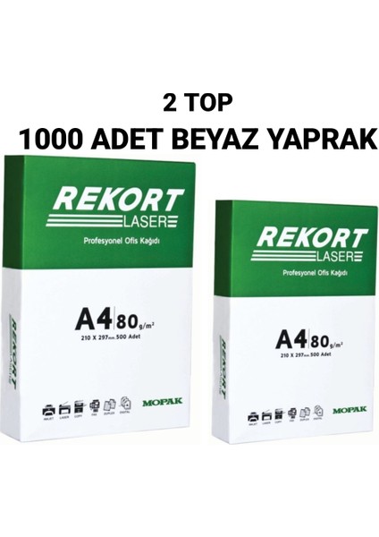 Rekort A4 Fotokopi Kağıdı 1.000 Adet Beyaz Yaprak