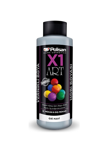 X1 Art Vernikli Hobi Boyası Gri Mavi 120 ml