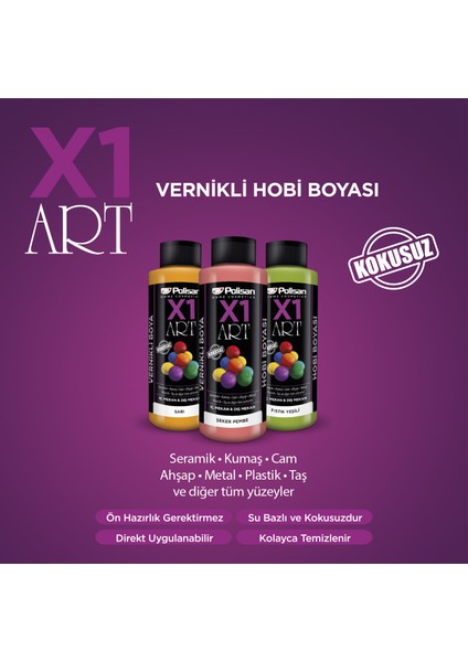 X1 Art Vernikli Hobi Boyası Açık Mavi 120 ml