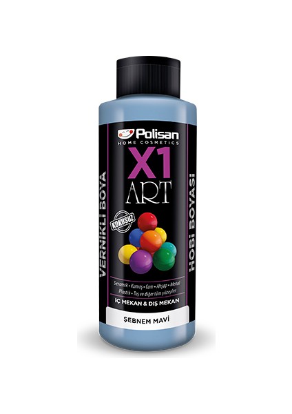 X1 Art Vernikli Hobi Boyası Şebnem Mavi 120 ml