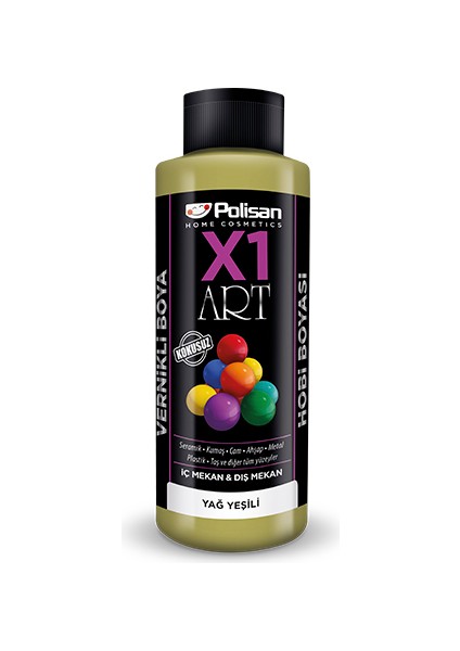 X1 Art Vernikli Hobi Boyası Yağ Yeşili 120 ml