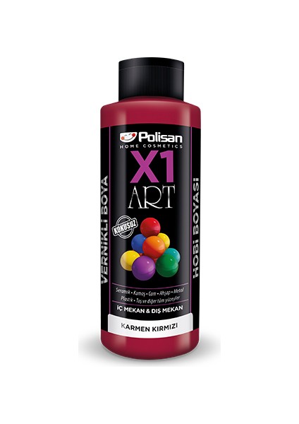 X1 Art Vernikli Hobi Boyası Karmen Kırmızı 120 ml
