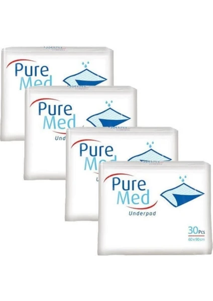 Pure Med  Hasta Altı Bezi Serme Yatak Koruyucu 60x90 30'Lu * 4 Paket