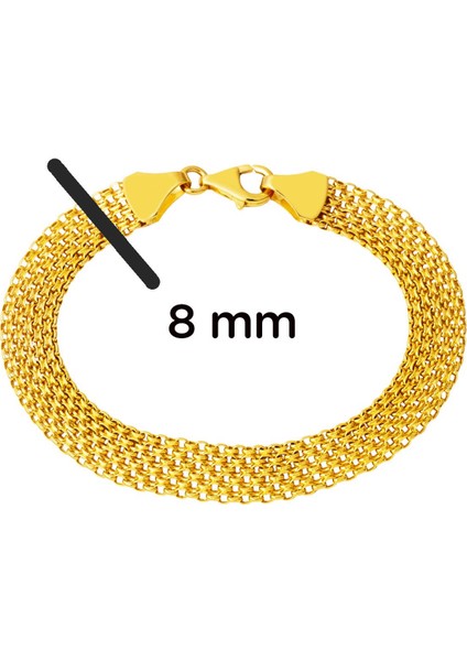 8 mm Enli 14 Ayar Altın Zincir Bileklik indirimleri