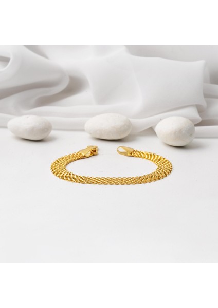 8 mm Enli 14 Ayar Altın Zincir Bileklik