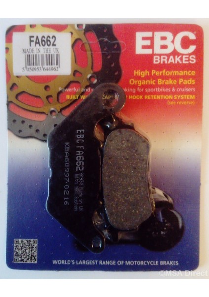 Yamaha Yzf R25 Arka Fren Balatası Ebc FA662 Balata N11.33929