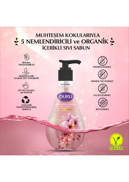 Organik Içerikli Kiraz Çiçeği Sıvı Sabun 1,5 L + 500 ml fırsatları