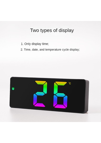 4667 Ayna Dijital Çalar Saat Ses Kontrolü Yazı Tipi Gece Modu Masa Saati Erteleme 1224 H Elektronik LED Saatler Beyaz Ayna C (Yurt Dışından)