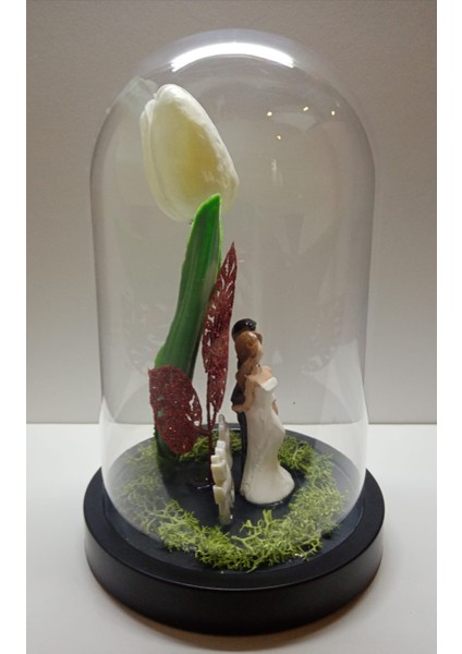 Evlilik Yıl Dönümü Hediyesi Sevgiliye Hediye Muhteşem Gelin Damat Figürlü Mika Fanus Teraryum fiyatları