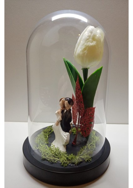 Evlilik Yıl Dönümü Hediyesi Sevgiliye Hediye Muhteşem Gelin Damat Figürlü Mika Fanus Teraryum fırsatları