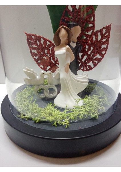 Evlilik Yıl Dönümü Hediyesi Sevgiliye Hediye Muhteşem Gelin Damat Figürlü Mika Fanus Teraryum indirimleri