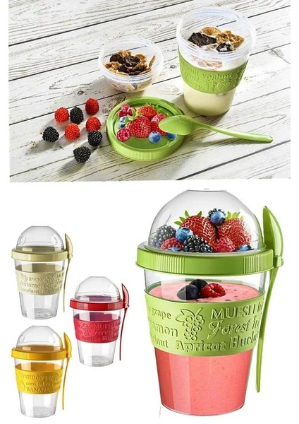 Titiz Take'n Go Kapaklı Kaşıklı Yoğurt Kabı Krem