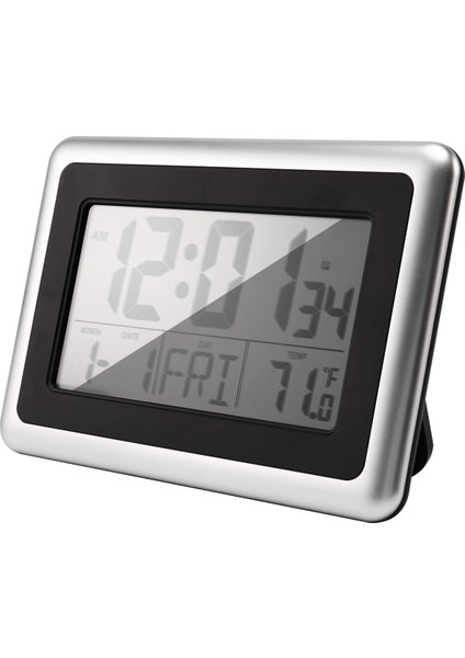 4667 Atomik Dijital Duvar Saati Büyük LCD Ekran Pille Çalışma Iç Ortam Sıcaklığı Takvim Masa Ayakta Durma Arka Işıksız Erteleme (Gümüş) (Yurt Dışından) fiyatları