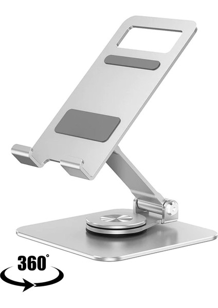 360 Derece Dönebilen Lüks Katlanabilir Metal Tablet ve Telefon Tutucu Stant Masaüstü Şarj Stand Ma-03