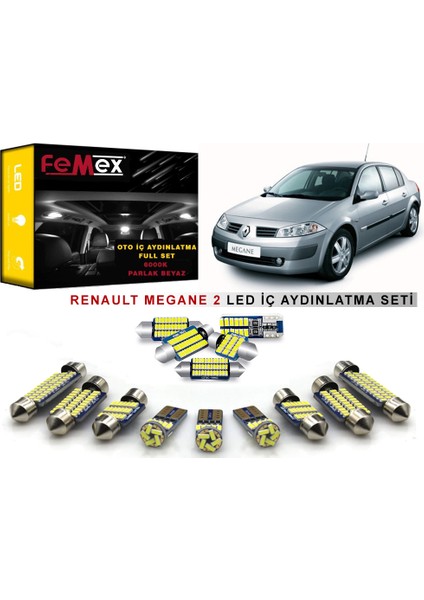 Renault Megane 2 LED Iç Aydınlatma Ampul Seti Femex Parlak Beyaz