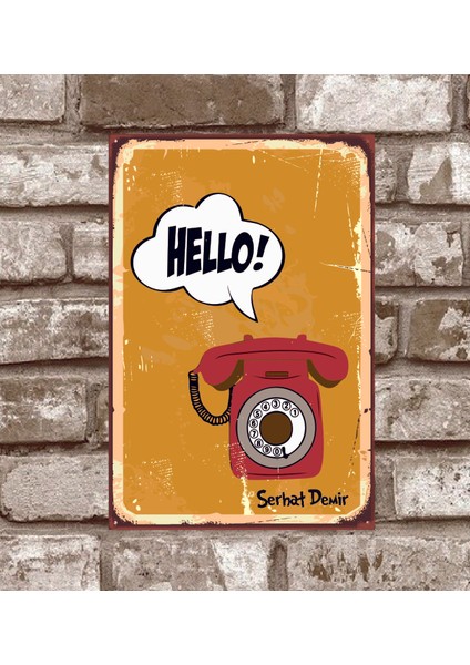 RETRO407 Kişiye Özel Merhaba Retro Vintage Metal Poster