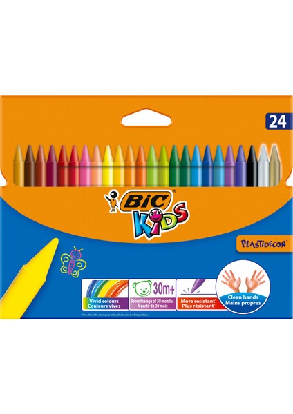 BIC Kids Plastidecor Silinebilir Elleri Kirletmeyen Pastel Boya 24 Renk