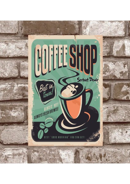 RETRO228 Kişiye Özel Coffee Shop Retro Vintage Metal Poster