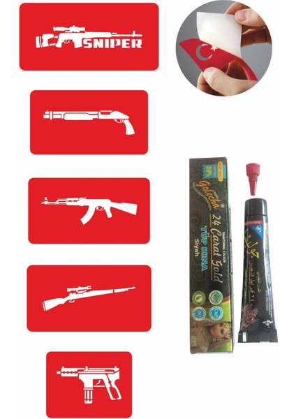 Silahh Desen Serisi Hint Kınası ile Geçici Dövme Yapma Seti