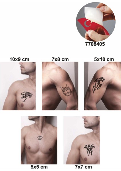 Yalnız Kurt 5 Adet Geçici Dövme Kına Şablonu