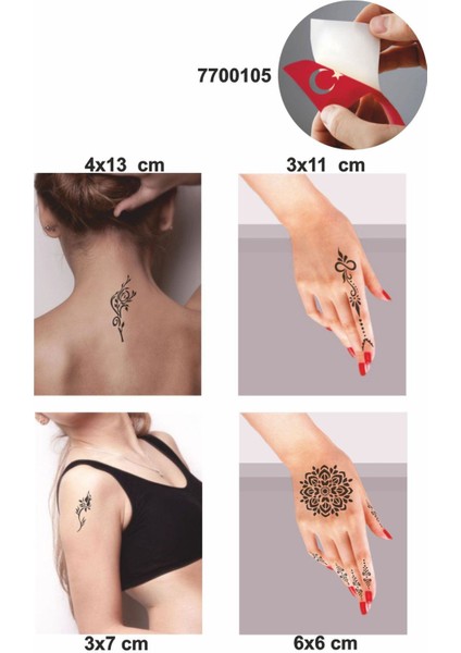 Çiçek Sepeti 5 Adet Geçici Dövme Kına Şablonu fiyatları