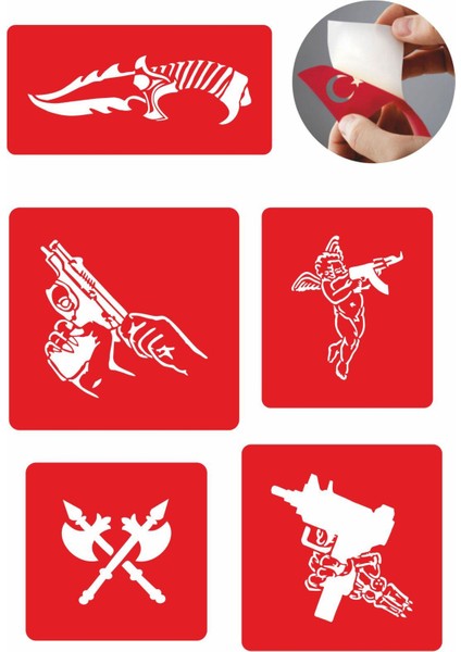 Silahh Çeşitleri Dövme Şablonu Kına Deseni