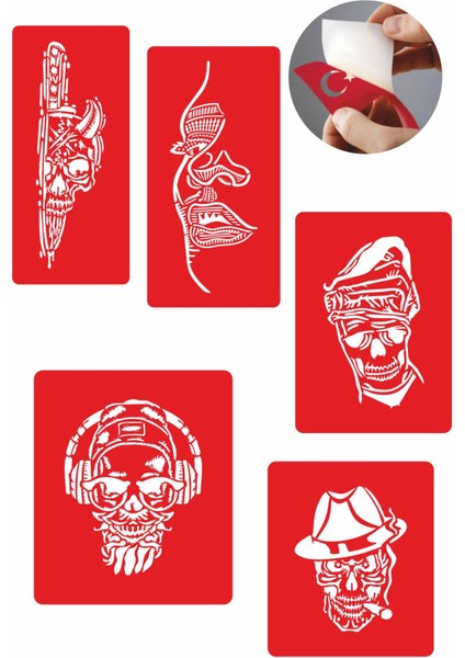 Korkusuz Kuru Kafa Modeller Dövme Şablonu Kına Deseni