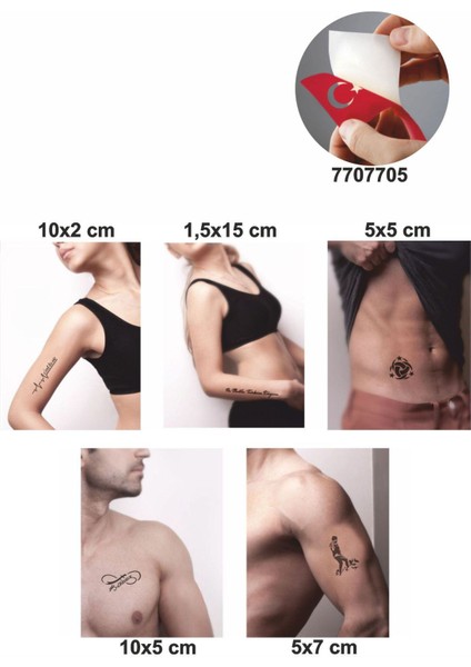 Ne Mutlu Türküm Diyene 5 Adet Geçici Dövme Kına Şablonu