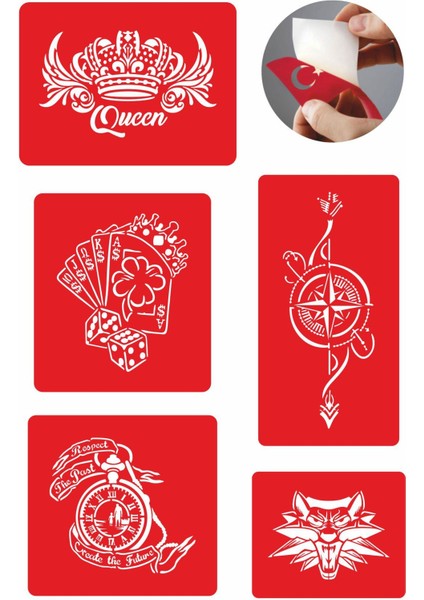 Zamana Karşı 5 Adet Geçici Dövme Kına Şablonu