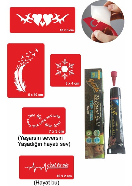 Nabız Kar Tanesi Hint Kınası ile Geçici Dövme Yapma Seti