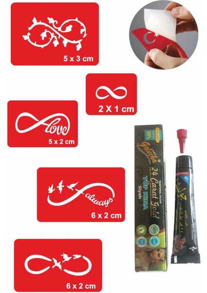 Sonsuzluk Desenleri Hint Kınası ile Geçici Dövme Yapma Seti