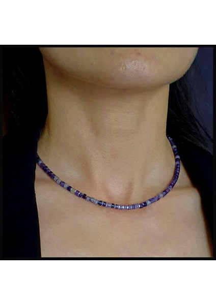 Ametist, Hematit Gümüş Set, Doğal Taş Set, Bileklik ve Kolye Set, Slim Set, Kadın Set modelleri