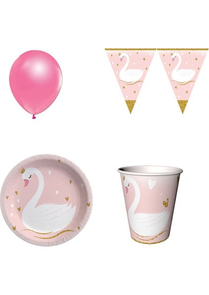 Kuğu Temalı Doğum Günü Seti 16 Kişilik