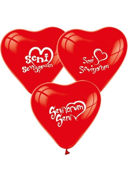 Balon 10 Lu 1+1 Seni Seviyorum Kalp Kırmızı
